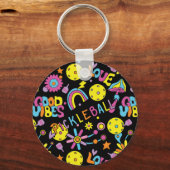 Benutzerdefinierter Text, Groovy, Retro 90er, schw Schlüsselanhänger (Vorderseite)