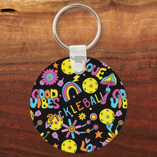 Benutzerdefinierter Text, Groovy, Retro 90er, schw Schlüsselanhänger (Vorderseite)