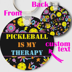 Benutzerdefinierter Text, Groovy, Retro 90er, schw Schlüsselanhänger