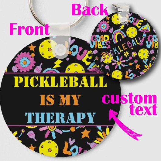 Benutzerdefinierter Text, Groovy, Retro 90er, schw Schlüsselanhänger