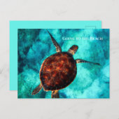 Benutzerdefinierter Text Große Meeresschildkröte T Postkarte (Vorne/Hinten)