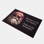 Benutzerdefinierter Text Grumpy Santa Fußmatte (Schrägansicht)