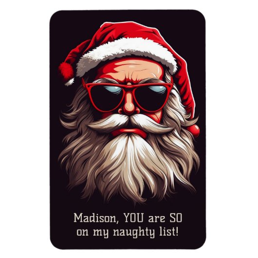 Benutzerdefinierter Text Grumpy Santa Magnet (Vertikal)