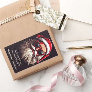 Benutzerdefinierter Text Grumpy Santa Rechteckiger Aufkleber