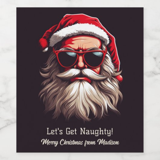 Benutzerdefinierter Text Grumpy Santa Weinetikett (Einzelnes Label)