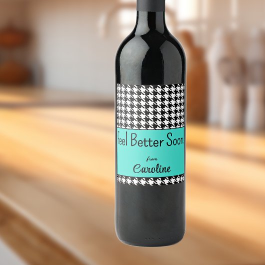 Benutzerdefinierter Text, gut! Türkisfarbenes Hahn Weinetikett