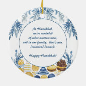 Benutzerdefinierter Text Hanukkah Harmony Keepake Keramik Ornament (Hinten)