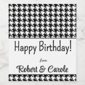 Benutzerdefinierter Text, Happy Birthday Hahnentri Weinetikett (Einzelnes Label)