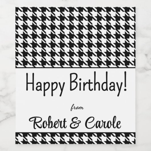 Benutzerdefinierter Text, Happy Birthday Hahnentri Weinetikett (Einzelnes Label)