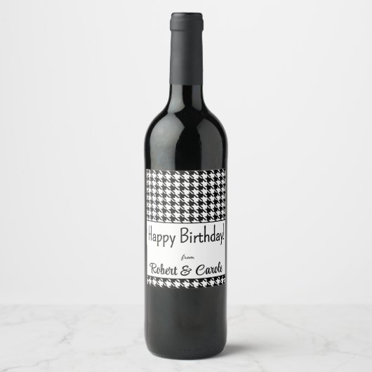 Benutzerdefinierter Text, Happy Birthday Hahnentri Weinetikett (Vorderseite)