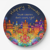 Benutzerdefinierter Text, Happy Diwali Dekorativ Pappteller (Vorderseite)