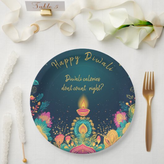 Benutzerdefinierter Text, Happy Diwali Pappteller (Hochzeit)