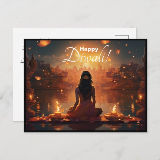 Benutzerdefinierter Text 🤩 Happy Diwali Postkarte (Vorne/Hinten)