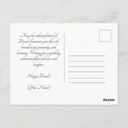 Benutzerdefinierter Text 🤩 Happy Diwali Postkarte (Rückseite)