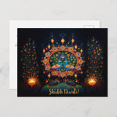 Benutzerdefinierter Text 🦚 🛕 🤩 Happy Diwali Postkarte (Vorne/Hinten)