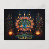 Benutzerdefinierter Text 🦚 🛕 🤩 Happy Diwali Postkarte (Vorderseite)