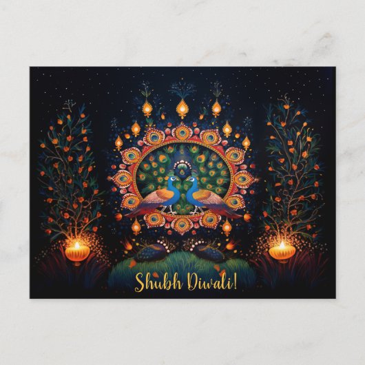 Benutzerdefinierter Text 🦚 🛕 🤩 Happy Diwali Postkarte (Vorderseite)