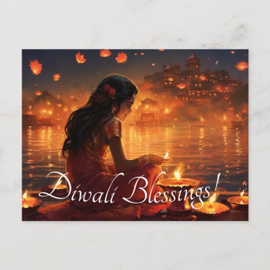 Benutzerdefinierter Text 🤩 Happy Diwali Postkarte (Vorderseite)