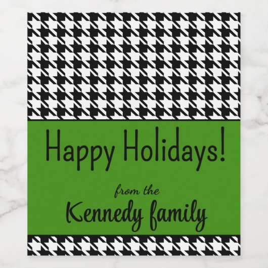 Benutzerdefinierter Text, Happy Holidays Green Hah Weinetikett (Einzelnes Label)