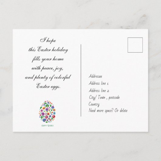 Benutzerdefinierter Text, Happy Oaster (Folklore) Postkarte (Rückseite)