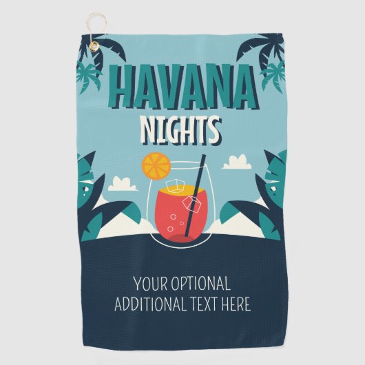 Benutzerdefinierter Text "Havana Nights" Golfhandtuch (Vorderseite)