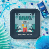 Benutzerdefinierter Text "Havana Nights" Pappteller (Party)