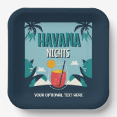Benutzerdefinierter Text "Havana Nights" Pappteller (Vorderseite)