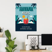 Benutzerdefinierter Text "Havana Nights" Poster (Heimbüro)