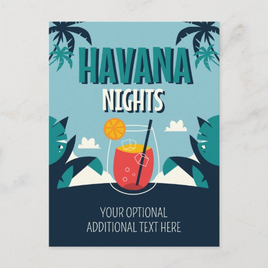 Benutzerdefinierter Text "Havana Nights" Postkarte (Vorderseite)