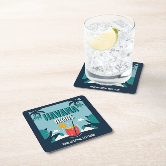 Benutzerdefinierter Text "Havana Nights" Rechteckiger Pappuntersetzer (Vor Ort)