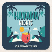 Benutzerdefinierter Text "Havana Nights" Rechteckiger Pappuntersetzer (Vorderseite)