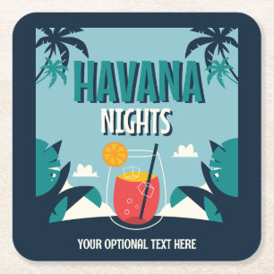 Benutzerdefinierter Text "Havana Nights" Rechteckiger Pappuntersetzer