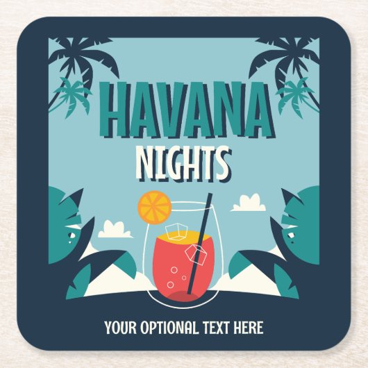 Benutzerdefinierter Text "Havana Nights" Rechteckiger Pappuntersetzer (Vorderseite)
