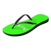 Benutzerdefinierter Text hell grün schlicht Badesandalen (Schrägansicht)