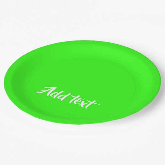 Benutzerdefinierter Text hell grün schlicht Pappteller (Schrägansicht)
