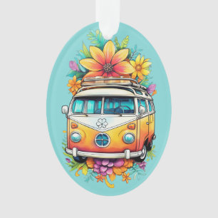 Benutzerdefinierter Text Hippie Van Ornament