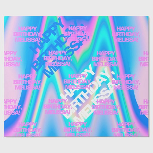 Benutzerdefinierter Text Holografisch Irisierend Y Geschenkpapier (Flach)