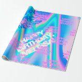 Benutzerdefinierter Text Holografisch Irisierend Y Geschenkpapier (Ungerollt)