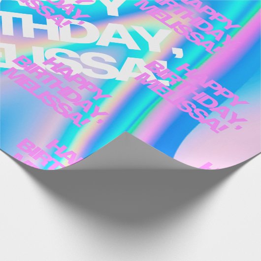 Benutzerdefinierter Text Holografisch Irisierend Y Geschenkpapier (Ecke)