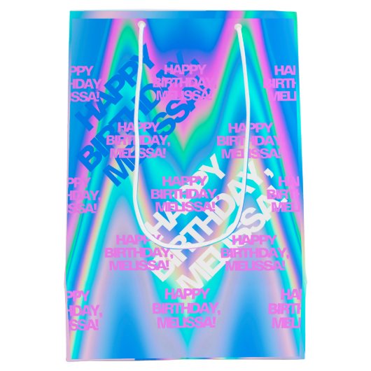 Benutzerdefinierter Text: Holografisches Eyekattie Mittlere Geschenktüte (Rückseite)