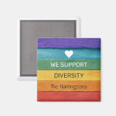 Benutzerdefinierter Text Holz-Textur Regenbogen Magnet (Vorderseite/Rückseite)