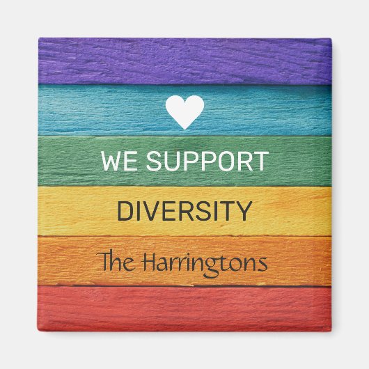 Benutzerdefinierter Text Holz-Textur Regenbogen Magnet (Vorne)