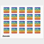 Benutzerdefinierter Text Holz-Textur Regenbogen Quadratischer Aufkleber (Blatt)