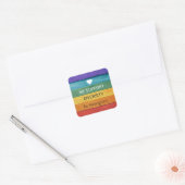 Benutzerdefinierter Text Holz-Textur Regenbogen Quadratischer Aufkleber (Umschlag)