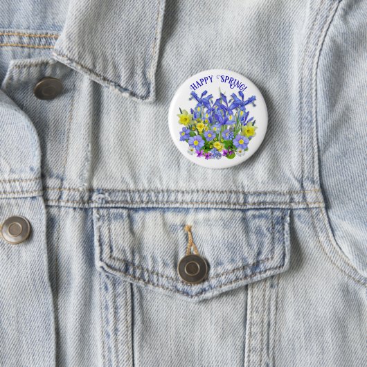 Benutzerdefinierter Text Hübsch Frühlingsblumen un Button (Beispiel)