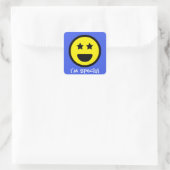 Benutzerdefinierter Text Ich bin Emoji-Sticker Quadratischer Aufkleber (Tasche)