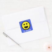 Benutzerdefinierter Text Ich bin Emoji-Sticker Quadratischer Aufkleber (Umschlag)