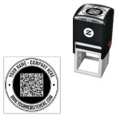 Benutzerdefinierter Text Ihre QR-Code-Farbe Runde Permastempel (Beispiel)