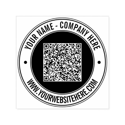 Benutzerdefinierter Text Ihre QR-Code-Farbe Runde Permastempel (Design)