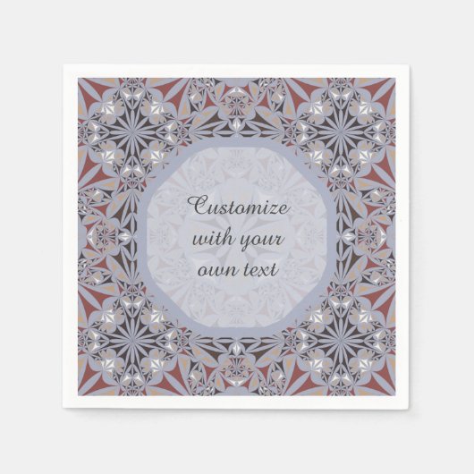 Benutzerdefinierter Text in Burgundy und Gray Eleg Serviette (Vorderseite)